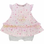 Ensemble robe et bloomer Aquarelle rose (1 mois au 12 mois) - Sucre d'orge