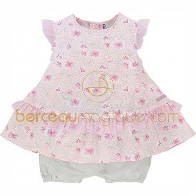 Ensemble robe et bloomer Aquarelle rose (1 mois au 12 mois) par Sucre d'orge