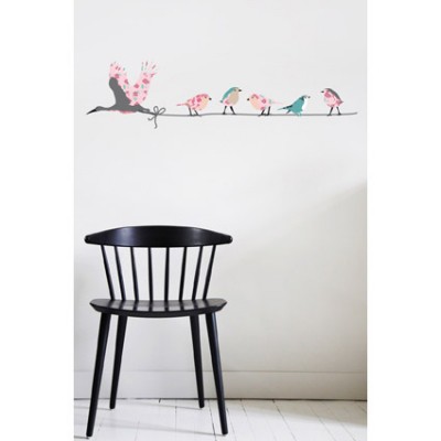 Sticker oiseaux migration rose (130 x 35 cm)