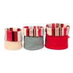 Corbeilles gigognes en tissu rayures rouges (lot de 3) - L'oiseau bateau