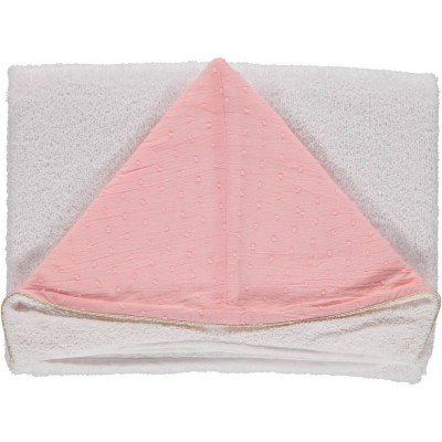 Cape de bain enfant plumetis louise rose et blanche (75 x 110 cm)