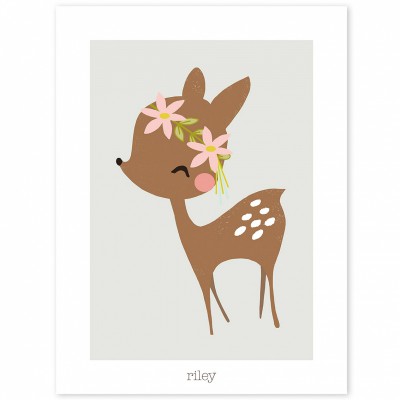 Poster faon et fleurs my little fawn by vicky carpenter (30 x 40 cm)