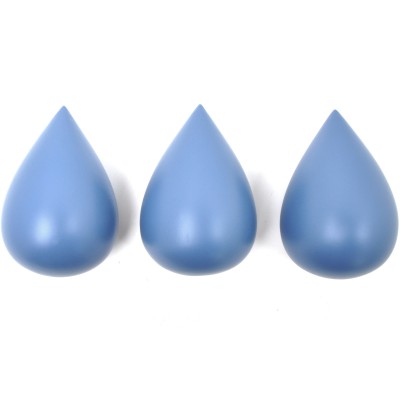 Lot de 3 patères goutte bleu paradis