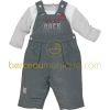 Ensemble salopette et T-shirt manches longues Pretty gris (1 mois au 12 mois)