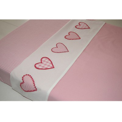 Drap de lit coeur patchwork rose (100 x 80 cm)