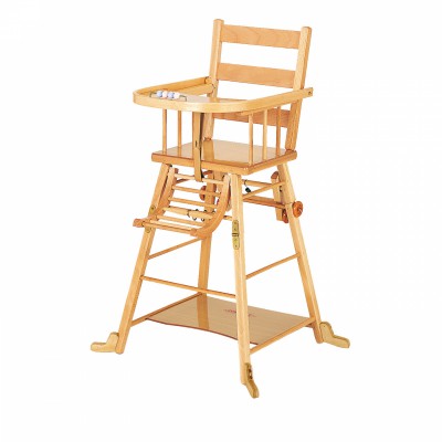 Chaise haute transformable dossier � lattes par Combelle