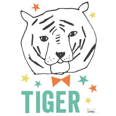 Stickers a3 tête de tigre go wild by lizzie mackay (29,7 x 42 cm)