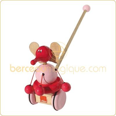 Jouet Fanfan l'�l�phant rose � pousser par Vilac