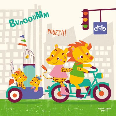 Tableau don't stop by véronique petit lion & panther family (30 x 30 cm)