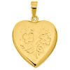 Pendentif Cassolette coeur grav� fleurs (or jaune 750�)