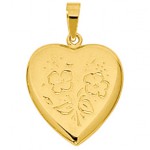 Pendentif Cassolette coeur grav� fleurs (or jaune 750�) - Berceau magique bijoux