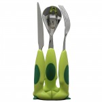 Set 3 couverts enfant vert anis - Orf�vrerie de Cr�vigny 