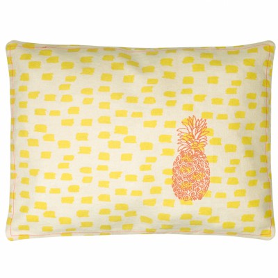 Coussin brodé ananas jaune (30 x 40 cm)