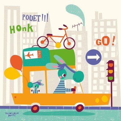 Tableau don't stop by véronique petit zebra father & son (30 x 30 cm)