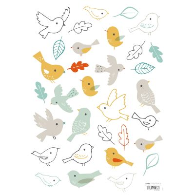 Stickers a3 woodland les oiseaux woodland by lizzie mackay (29,7 x 42 cm)