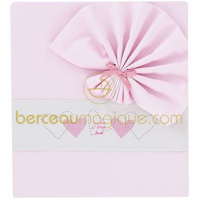 Parure drap + taie pour berceau ou lit b�b� Aquarelle rose par Sucre d'orge