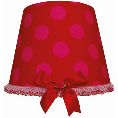 Abat-jour candy colours rouge à pois fuchsia pour suspension (35 x 28 cm)