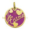 Pendentif je t'aime or jaune et acier color�
