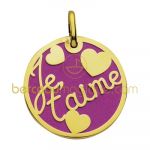 Pendentif je t'aime or jaune et acier color� - A.Augis