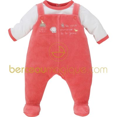 Pyjama velours Corail, rouge & co (pr�matur� � 12 mois) par Sucre d'orge