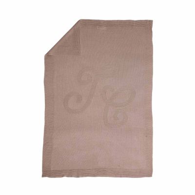 Plaid en coton Bambou Taupe Monogramme (75 x 100 cm) par Tartine et Chocolat