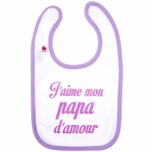 Bavoir coton Jaime mon papa damour mauve : BB & Co Bavoir coton Jaime mon papa damour mauve : BB & Co