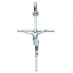 Pendentif Croix et Christ fil carr� ( Or blanc) - Berceau magique bijoux