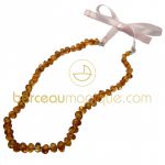 Collier d'Ambre ruban rose - Berceau magique bijoux