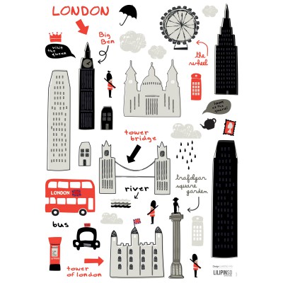 Stickers a3 london tour by laetitia ho (29,7 x 42 cm)