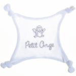 Doudou plat velours brod� Petit Ange blanc - BB & Co