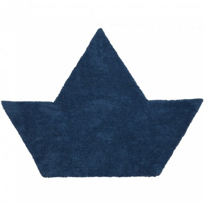 Tapis garçon souple bleu et blanc réversible bateau (120 x 160 cm)