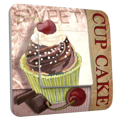 Interrupteur décoré simple cup cake chocolat