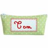 Trousse scolaire verte � pois personnalisable