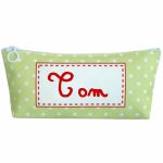 Trousse scolaire verte � pois personnalisable - Les Griottes