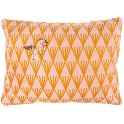 Coussin brodé oiseau orange (30 x 40 cm)