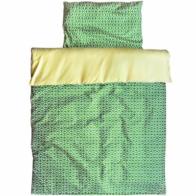 Housse de couette + taie d'oreiller lit bébé geo green (110 x 135 cm)