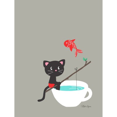 Tableau petite pêche by chloé lefeuvre (30 x 40 cm)