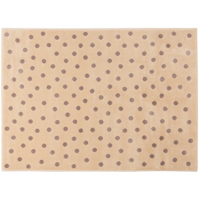 Tapis enfant acrylique beige pois marrons (120 x 160 cm)