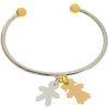 Bracelet rigide � breloque avec  enfants (argent massif et motifs or jaune)