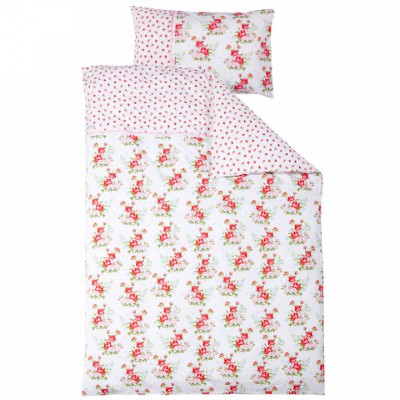 Parure de lit housse de couette et taie d’oreiller floral rose (100 x 135 cm)