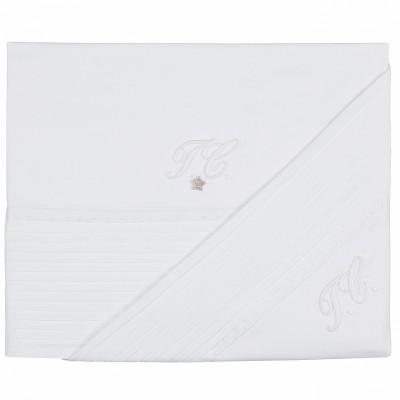 Parure de lit blanche monogramme (115 x 180 cm)