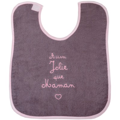 Bavoir ''Aussi jolie que maman'' taupe / rose par BB & Co