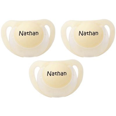 Lot de 3 sucettes personnalisables jaune anatomiques nuk starlight en silicone (3-36 mois)