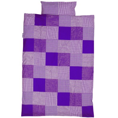 Housse de couette et taie d'oreiller patchwork violet (100 x 135 cm)