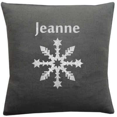 Coussin carré gris ardoise en lin personnalisable (45 x 45 cm)