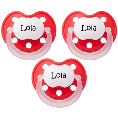 Lot de 3 sucettes personnalisables anatomiques deluxe rouge en latex (3-36 mois)