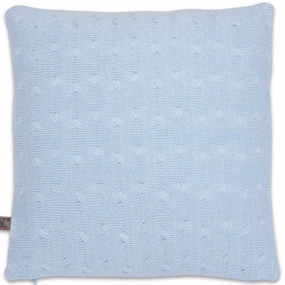 Coussin cable uni bleu (40 x 40 cm)