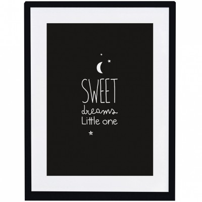 Poster encadré sweat dreams noir et blanc inspiring words by sophie cordier (30 x 40 cm)