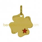 Pendentif Tr�fle laqu� rouge (Or jaune) - A.Augis