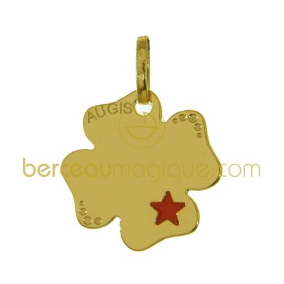 Pendentif Tr�fle laqu� rouge (Or jaune) par A.Augis